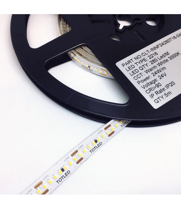 Tira LED 24V Blanca cálida 3000K IP20 5M 24W